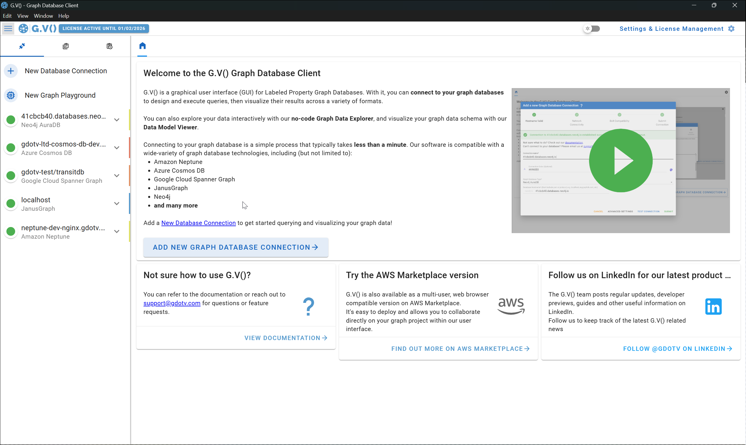 Connecting G.V() to Oracle Graph is quick and easy, supports selecting which graph to connect to and with which user