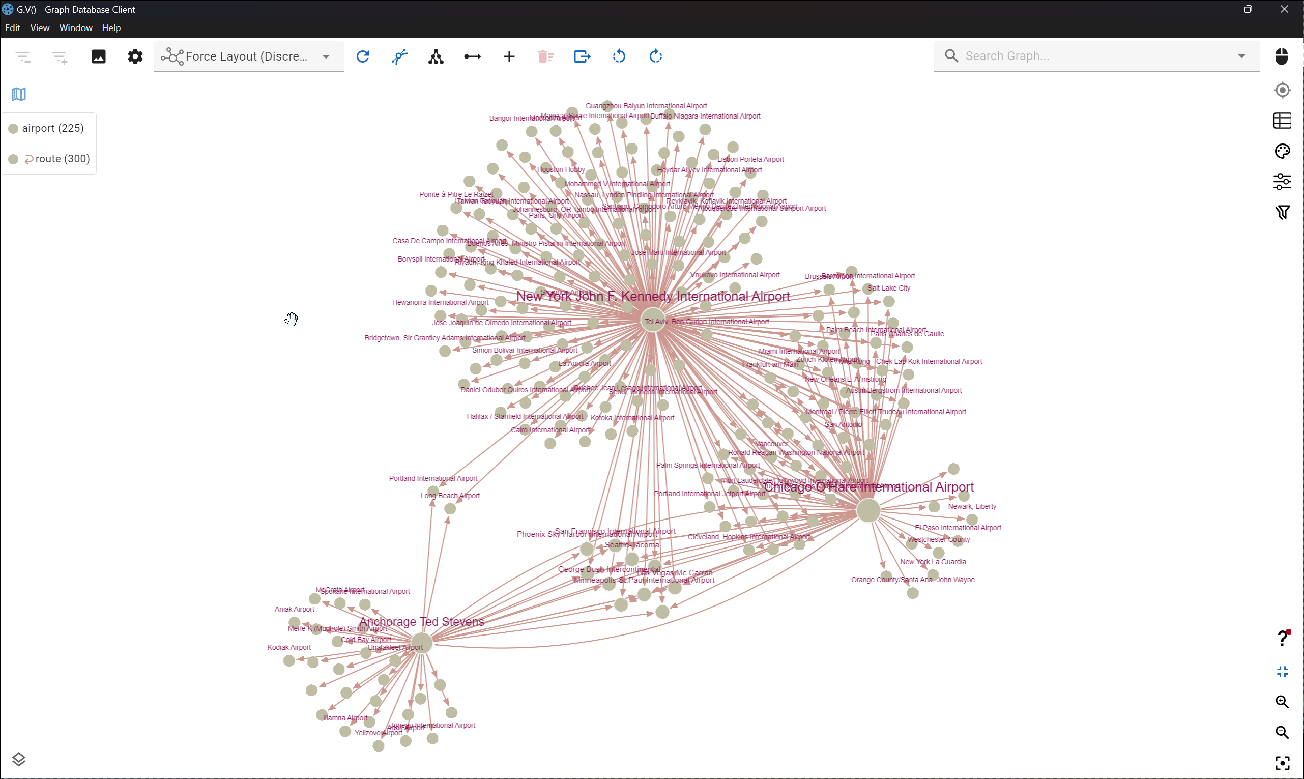 A demo of our graph database client's interractive map visualization option for graph data