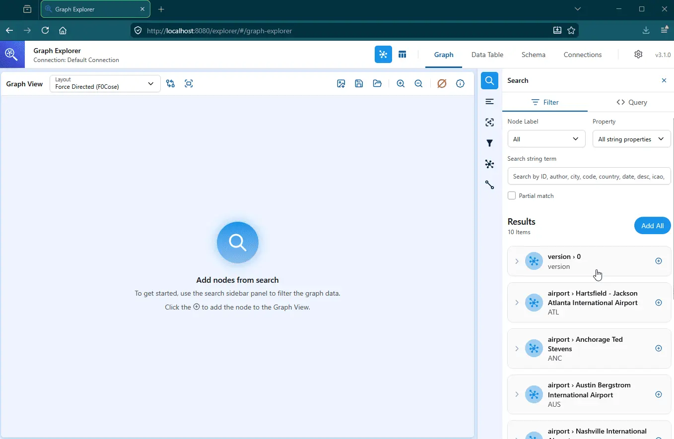 The click-to-expand functionality of the AWS Graph Explorer is the primary means of exploration.