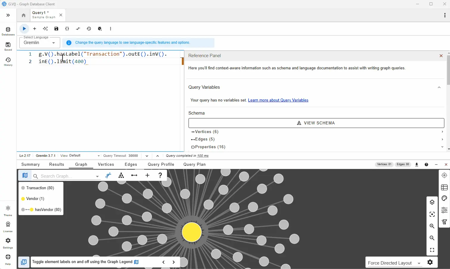 gdotv's built-in documentation for Gremlin, right at your fingertips
