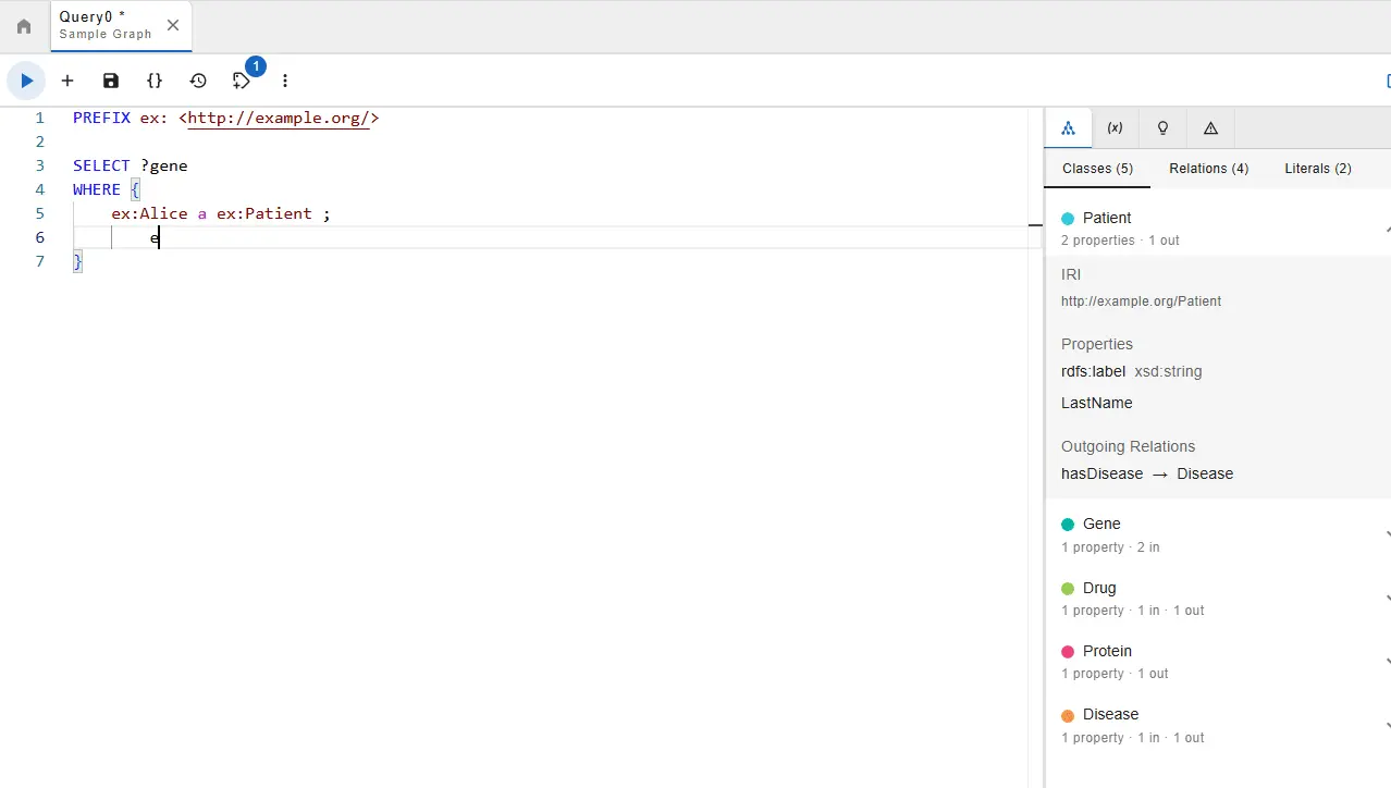 gdotv's guardrails catching a semantic mismatch against a GraphDB repository's OWL schema before query execution