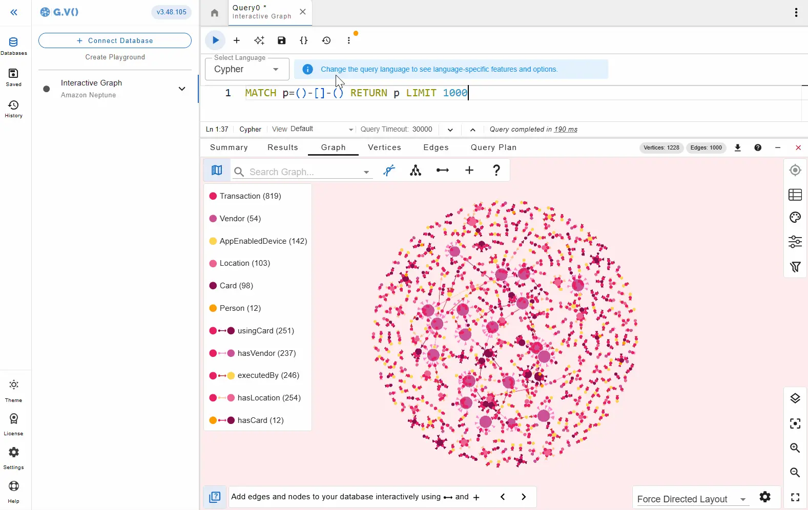 G.V() Generative AI Text to Gremlin functionality